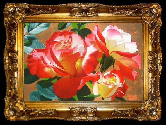 framed  unknow artist Still life floral, all kinds of reality flowers oil painting  55, ta009-2
